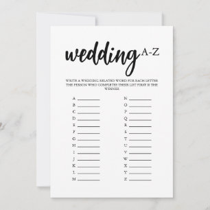Minimalistische Hochzeitkarte A-Z Einladung