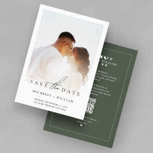Minimalistische Hochzeitmonogramm Foto Moss Green Save The Date