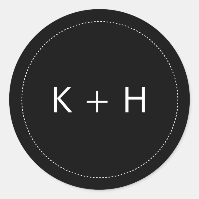 Minimalistische Hochzeitmonogramm Runder Aufkleber (Vorderseite)
