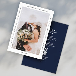 Minimalistische Hochzeitmonographie Dunkle Marine  Save The Date