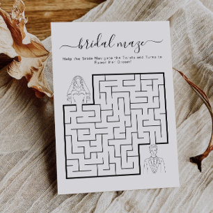 Minimalistische Hochzeits-Braut-Labyrinth-Spielkar Einladung