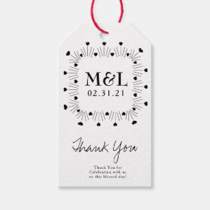Minimalistische Hochzeits-Danke-Herz-Rahmen-Logo Geschenkanhänger
