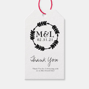 Minimalistische Hochzeits-Dankeschön-Kranz Bold Geschenkanhänger