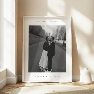 Minimalistische Hochzeits-Foto-Anpassung für Paare Poster
