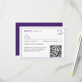 Minimalistische Hochzeits-QR-Code-Hochzeit RSVP Karte