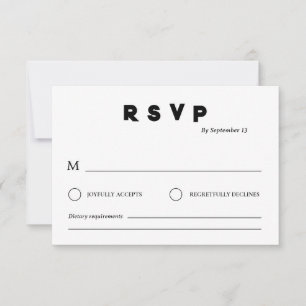Minimalistische Hochzeits-RSVP-Karte Einfach Sch Einladung