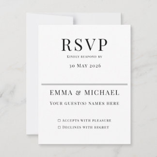 Minimalistische Hochzeits-RSVP-Karte | Elegant edi