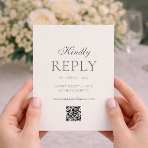 Minimalistische Hochzeits-RSVP-Karte mit QR-Code Einladung