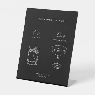 Minimalistische Hochzeits-Signature-Drinks Sockelschild