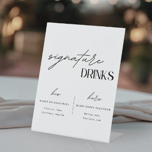 Minimalistische Hochzeits-Signature-Drinks Sockelschild