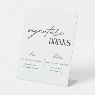Minimalistische Hochzeits-Signature-Drinks Sockelschild