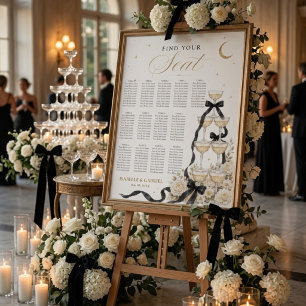 Minimalistische Hochzeits-Sitzordnung mit Champagn Poster