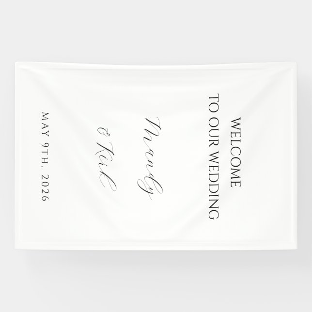 Minimalistische Hochzeits-Willkommensschild | Maßg Banner (Horizontal)