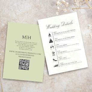 Minimalistische Hochzeits-Zeitplan-QR-Code-Details Begleitkarte