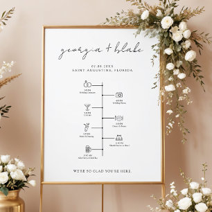Minimalistische Hochzeits-Zeitplan-Willkommenspost Poster