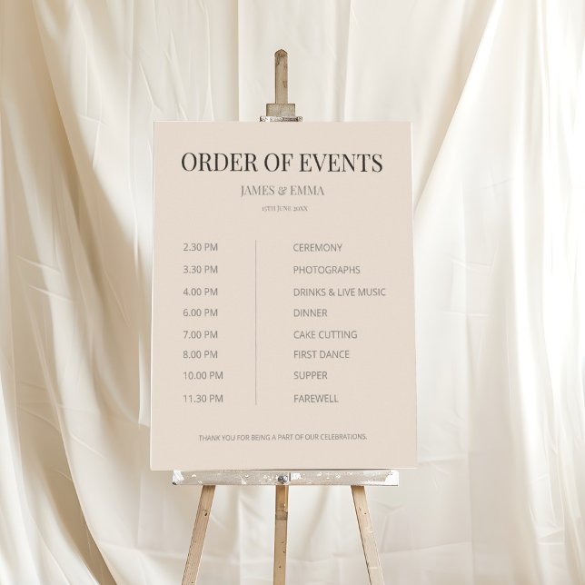 Minimalistische Hochzeitsablauf Soft Latte Poster (Von Creator hochgeladen)