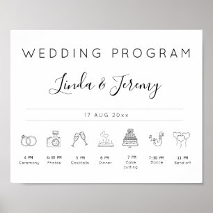 Minimalistische Hochzeitsablauf-Zeitleistentafel Poster