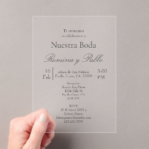 Minimalistische Hochzeitsacrylat-Einladung Acryleinladungen