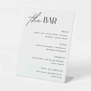 Minimalistische Hochzeitsbar-Menükarte Sockelschild