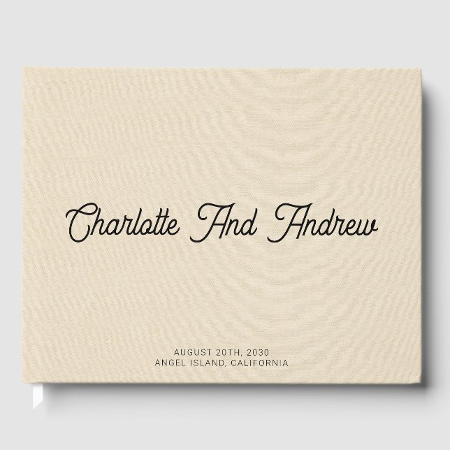 Minimalistische Hochzeitscreme-Imitate Gästebuch (Vorderseite)