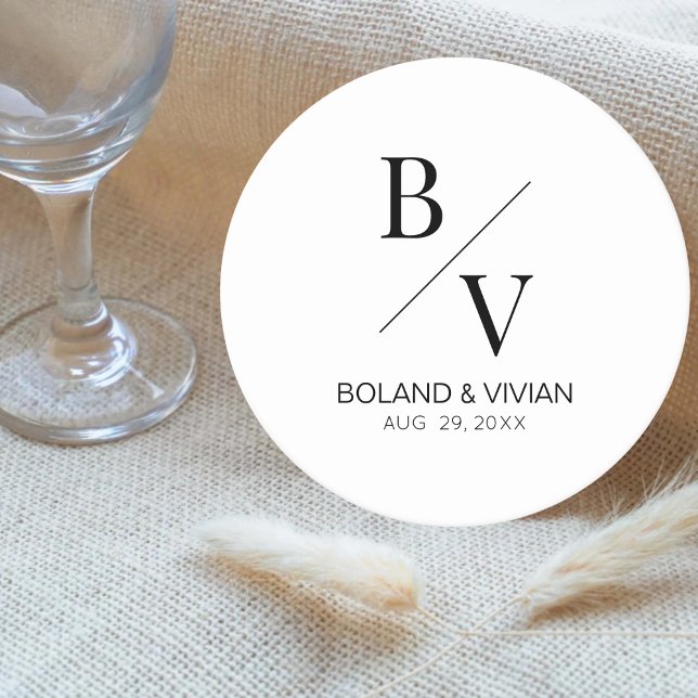 Minimalistische Hochzeitsdekor für maßgeschneidert Runder Pappuntersetzer (Von Creator hochgeladen)