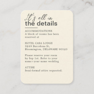 Minimalistische Hochzeitsdetails Begleitkarte