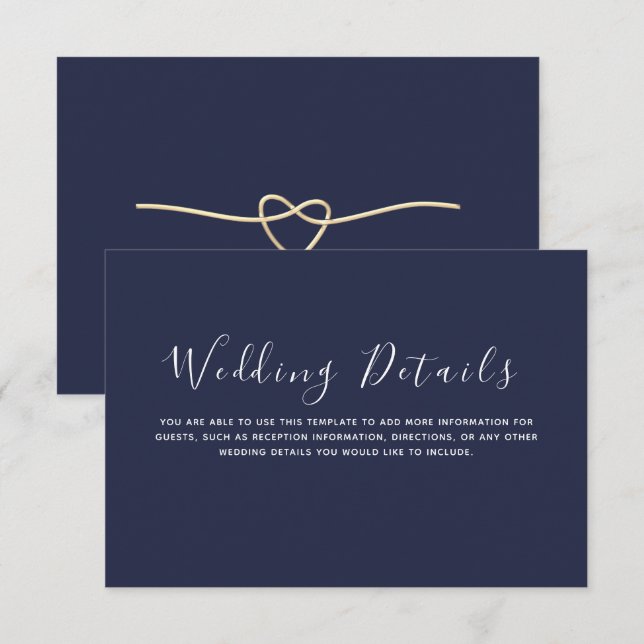 Minimalistische Hochzeitsdetails Begleitkarte (Vorne/Hinten)