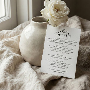 Minimalistische Hochzeitsdetails Foto Weiß Begleitkarte