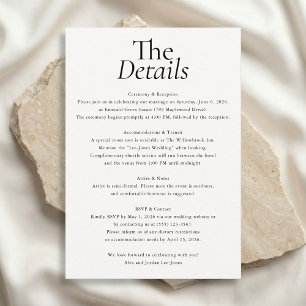 Minimalistische Hochzeitsdetails Foto Weiß Begleitkarte