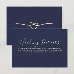 Minimalistische Hochzeitsdetails in Navyblau  Begleitkarte