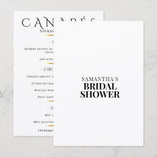 Minimalistische Hochzeitsdusche Canapés Schwarz We Menükarte