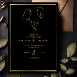 Minimalistische Hochzeitseinladung Black Elegant W Einladung