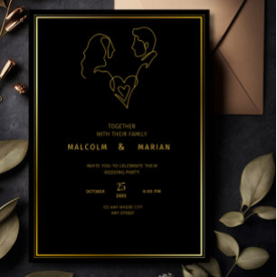 Minimalistische Hochzeitseinladung Black Elegant W Einladung