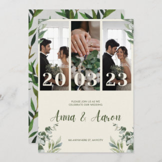 Minimalistische Hochzeitseinladung in Rosa und Grü Einladung