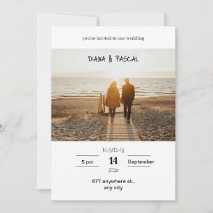 Minimalistische Hochzeitseinladung von Weiß und Br Einladung
