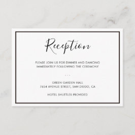 Minimalistische Hochzeitsempfangskarte Schwarz/Wei Begleitkarte
