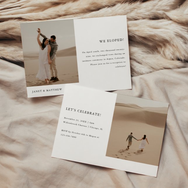 Minimalistische Hochzeitsempfehlung mit 2 Fotos Einladung (Von Creator hochgeladen)