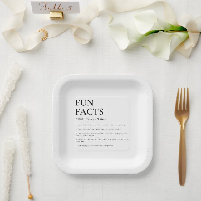 Minimalistische Hochzeitsfakten Pappteller (Hochzeit)