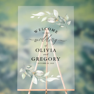 Minimalistische Hochzeitsfeier in sanften Grünanla Acrylschild