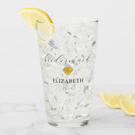 Minimalistische Hochzeitsfeier mit Gold Heart Glas