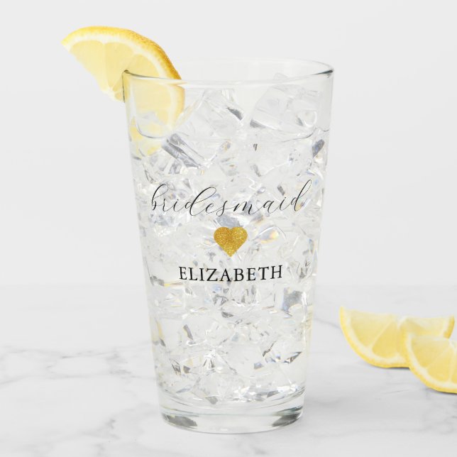 Minimalistische Hochzeitsfeier mit Gold Heart Glas (Vorderseite Ice)