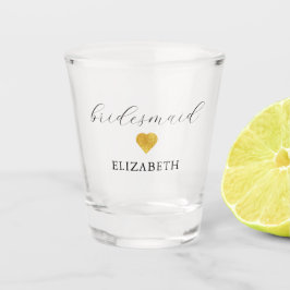 Minimalistische Hochzeitsfeier mit Gold Heart Schnapsglas