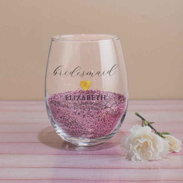 Minimalistische Hochzeitsfeier mit Gold Heart Weinglas Ohne Stiel (Von Creator hochgeladen)