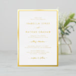 Minimalistische Hochzeitsfolie in einer Einladung<br><div class="desc">Alles in einem Minimalistischen Hochzeitsfohlen Einladung. Einfach und stilvoll präsentiert sich diese formelle Hochzeitseinladung mit einem eleganten Rahmen und einer eleganten Kalligraphie,  die in echter Goldfolie gepresst wird. Auf der Rückseite finden Sie Text zum Hinzufügen Ihrer Hochzeitsdetails.</div>