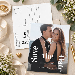 Minimalistische Hochzeitsfoto-Save-the-Date-Postka Ankündigungspostkarte