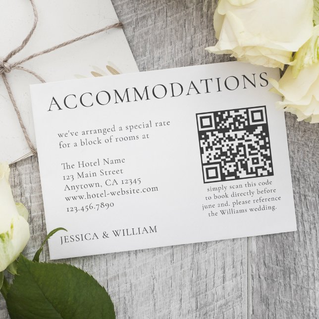 Minimalistische Hochzeitshotel Unterkunft QR Code Begleitkarte (Von Creator hochgeladen)