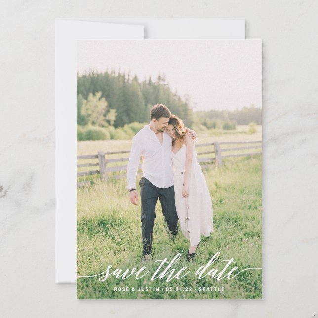 Minimalistische Hochzeitskarte Foto Save the Date (Vorderseite)