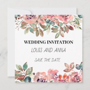 Minimalistische Hochzeitskarte in Weiß Rosa