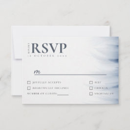 Minimalistische Hochzeitskarte mit Tintenakzent RSVP Karte