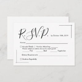 Minimalistische Hochzeitskarte mit überkreuzten Gr RSVP Karte